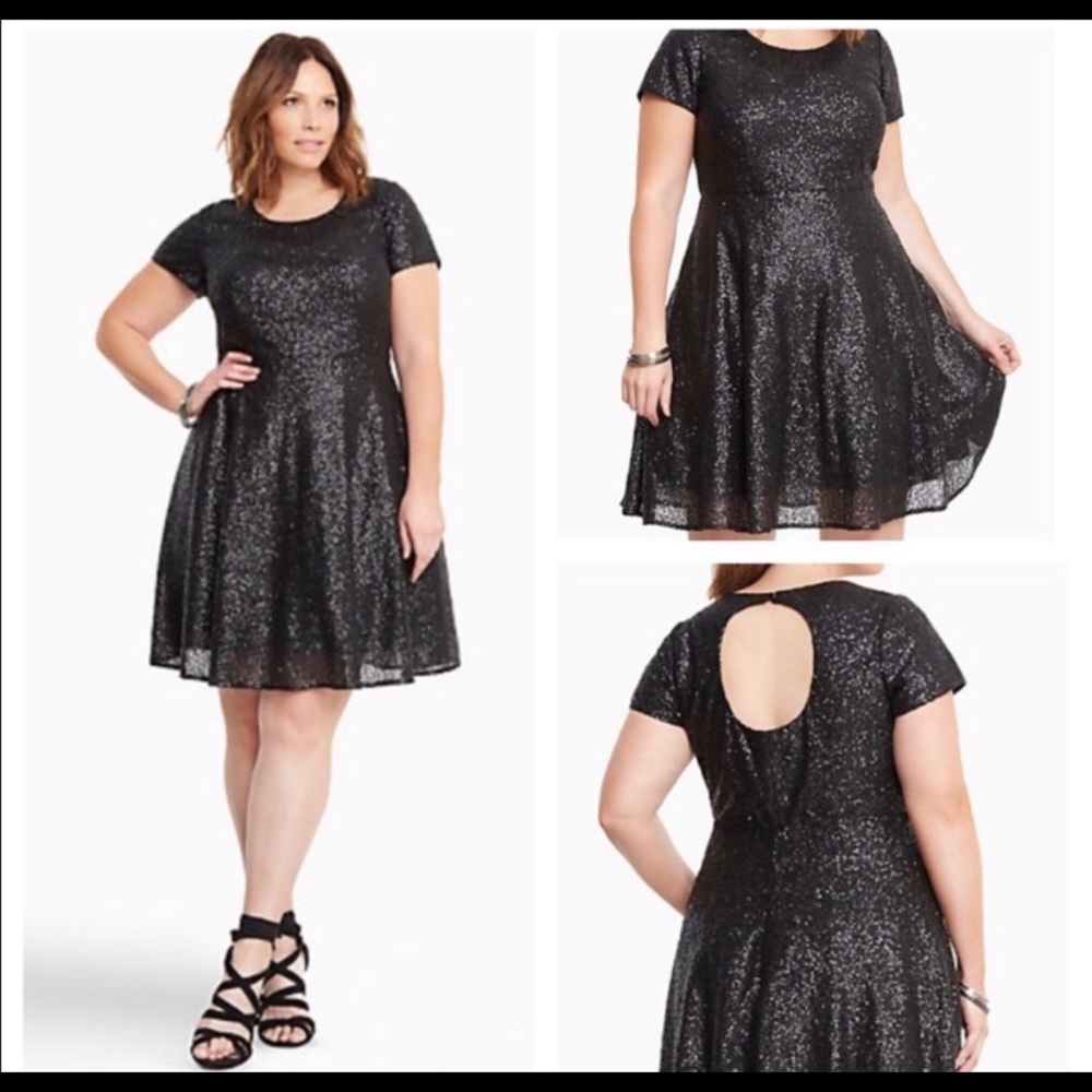 TORRID SIZE 30 BLACK KNEE LENGTH SEQUIN DRESS